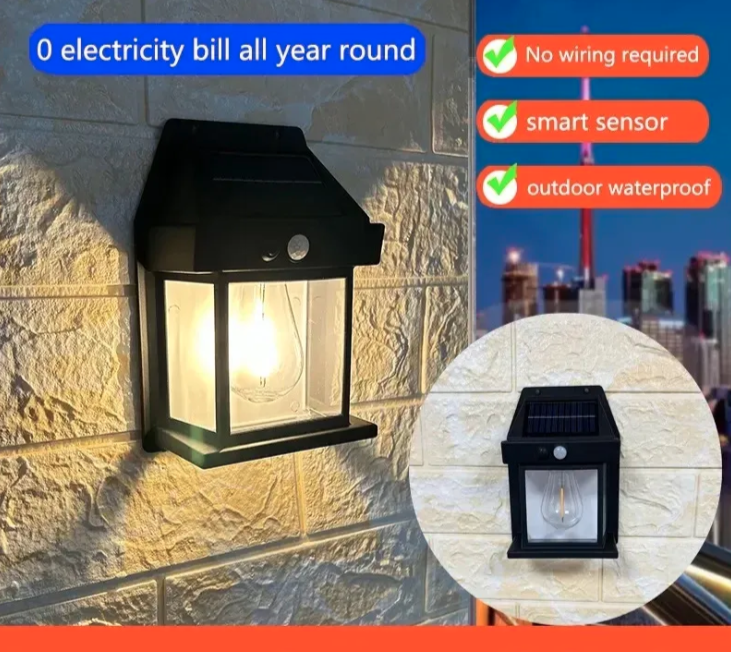Solarna zidna lampa sa Edison sijalicom i senzorom pokreta (R-1)