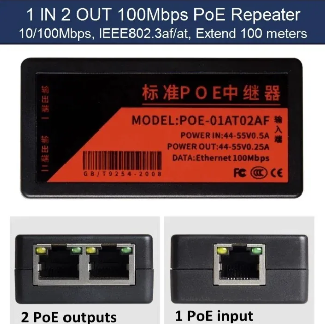PoE extender 1 na 2 – Ethernet i napajanje preko mrežnog kabla (VN-1)