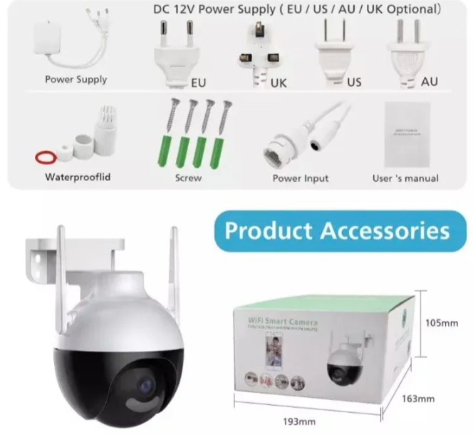 020 - Okrugla Rotirajuća PTZ WiFi Kamera 12MP sa LED Svetlima (VN-1)