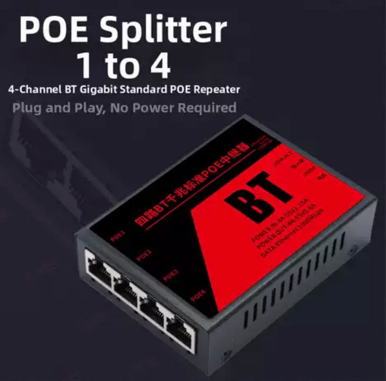 BT POE splitter 1 na 4 porta Gigabit (VN-1)