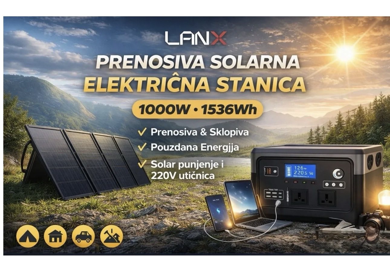 Komplet prenosna power stanica 1000W LX-ABS13 + solarni panel 120W (SO-1)